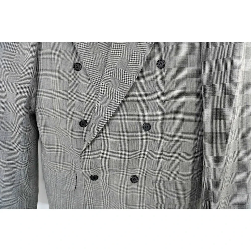 Vintage PIERRE BALMAIN Paris Men 39L Wool Blazer Jacket Designer Grey Glen Plaid